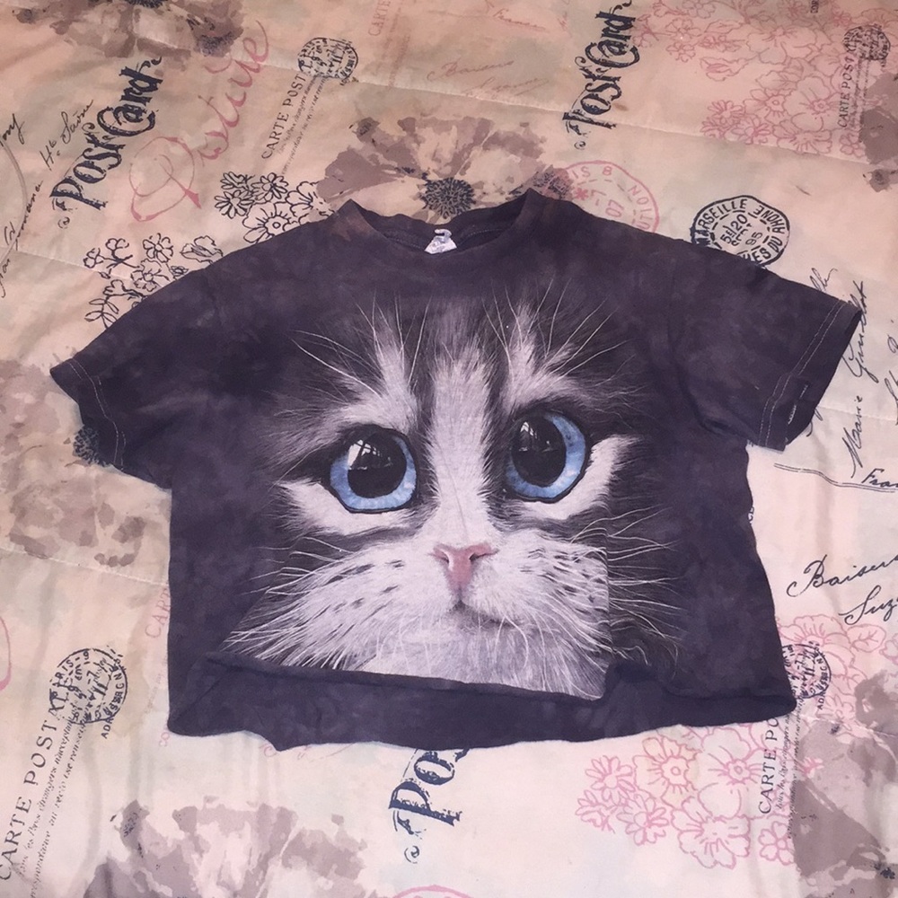 CUTE CAT CROP TOP SHIRT